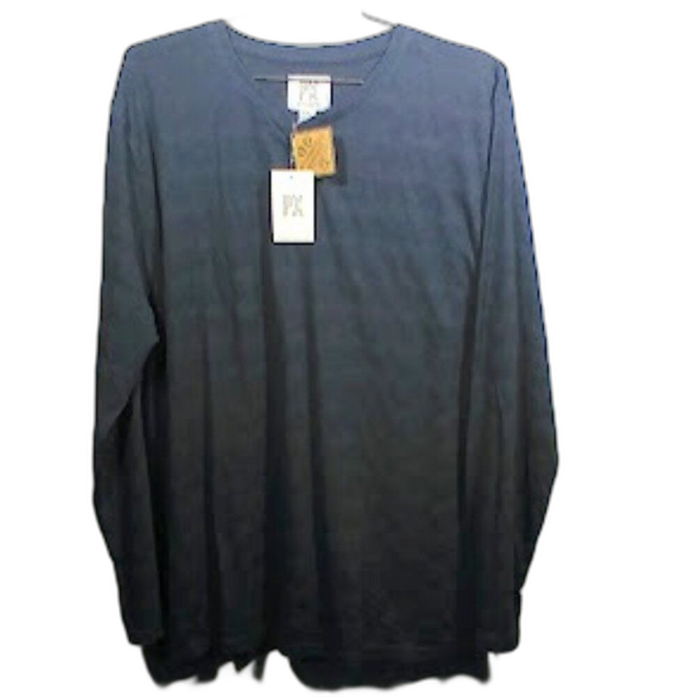 PX Clothing Men's Shirt Henley Long Sleeves NWT Heather Navy XXL